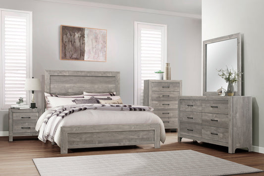 Corbin Gray Panel Bedroom Set - SET | 1534GYK-1EK | 1534GY-5 | 1534GY-6 | 1534GY-4 | 1534GY-9 - Luna Furniture - Dallas Store