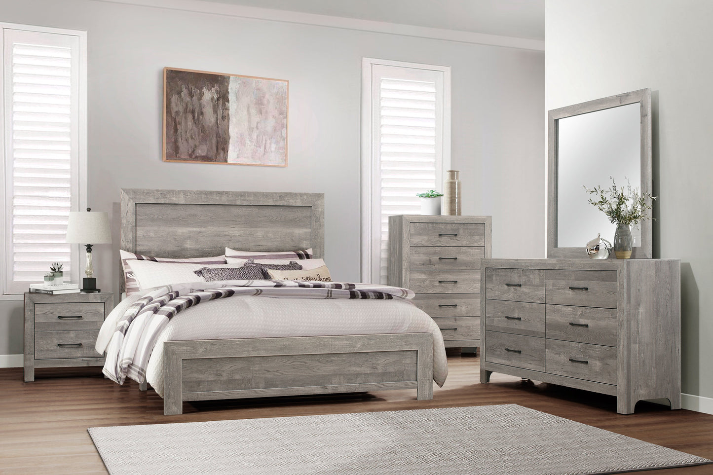 Corbin Gray Queen Panel Bed - 1534GY-1 - Luna Furniture - Dallas Store