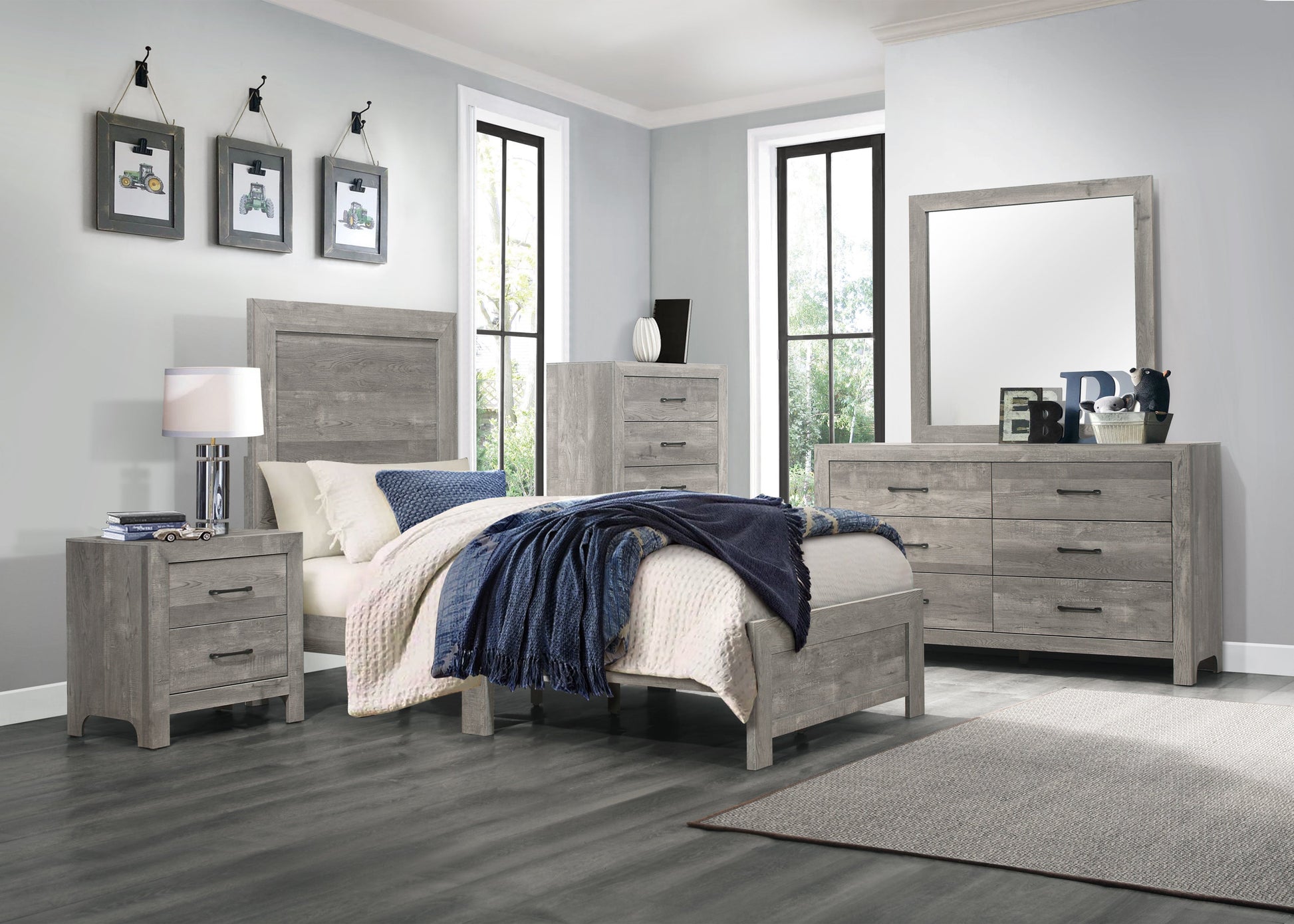 Corbin Gray Twin Panel Bed - 1534GYT-1 - Luna Furniture - Dallas Store