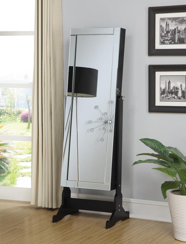 Cortez Black Storage Jewelry Cheval Mirror - 901828 - Luna Furniture - Dallas Store