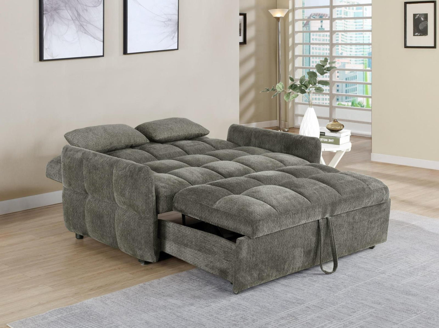 Cotswold Tufted Cushion Sleeper Sofa Bed Brown - 508308 - Luna Furniture - Dallas Store