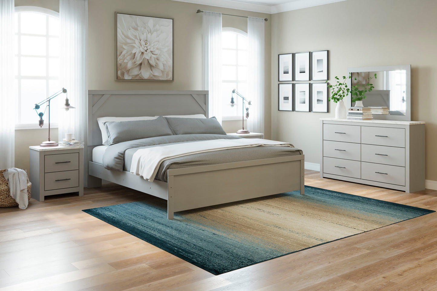 Cottonburg Light Gray/White Panel Bedroom Set - SET | B1192-71 | B1192-96 | B1192-31 | B1192-92 - Luna Furniture - Dallas Store