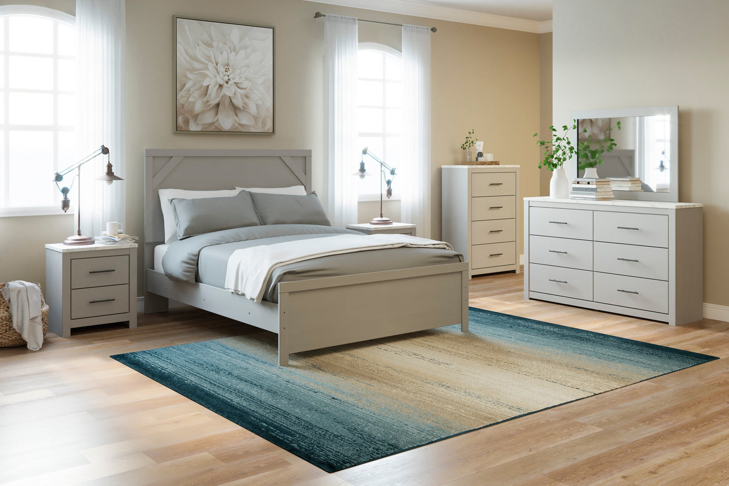 Cottonburg Light Gray/White Panel Bedroom Set - SET | B1192-71 | B1192-96 | B1192-31 | B1192-92 - Luna Furniture - Dallas Store