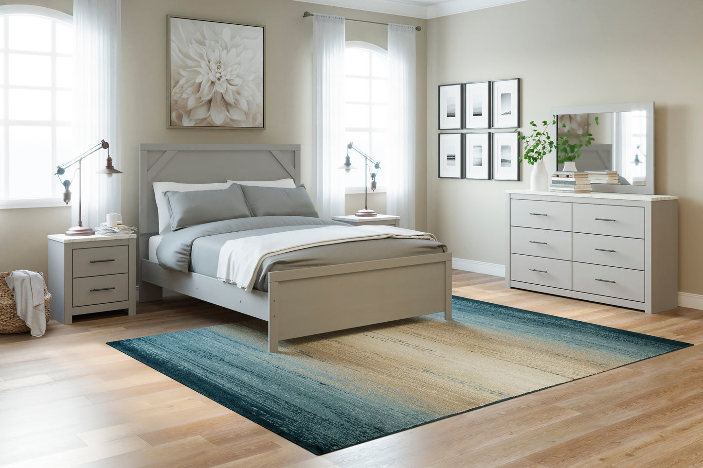 Cottonburg Light Gray/White Panel Bedroom Set - SET | B1192-71 | B1192-96 | B1192-31 | B1192-92 - Luna Furniture - Dallas Store