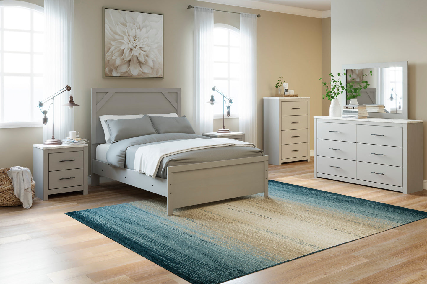 Cottonburg Light Gray/White Panel Youth Bedroom Set - SET | B1192-55 | B1192-86 | B1192-31 | B1192-36 - Luna Furniture - Dallas Store