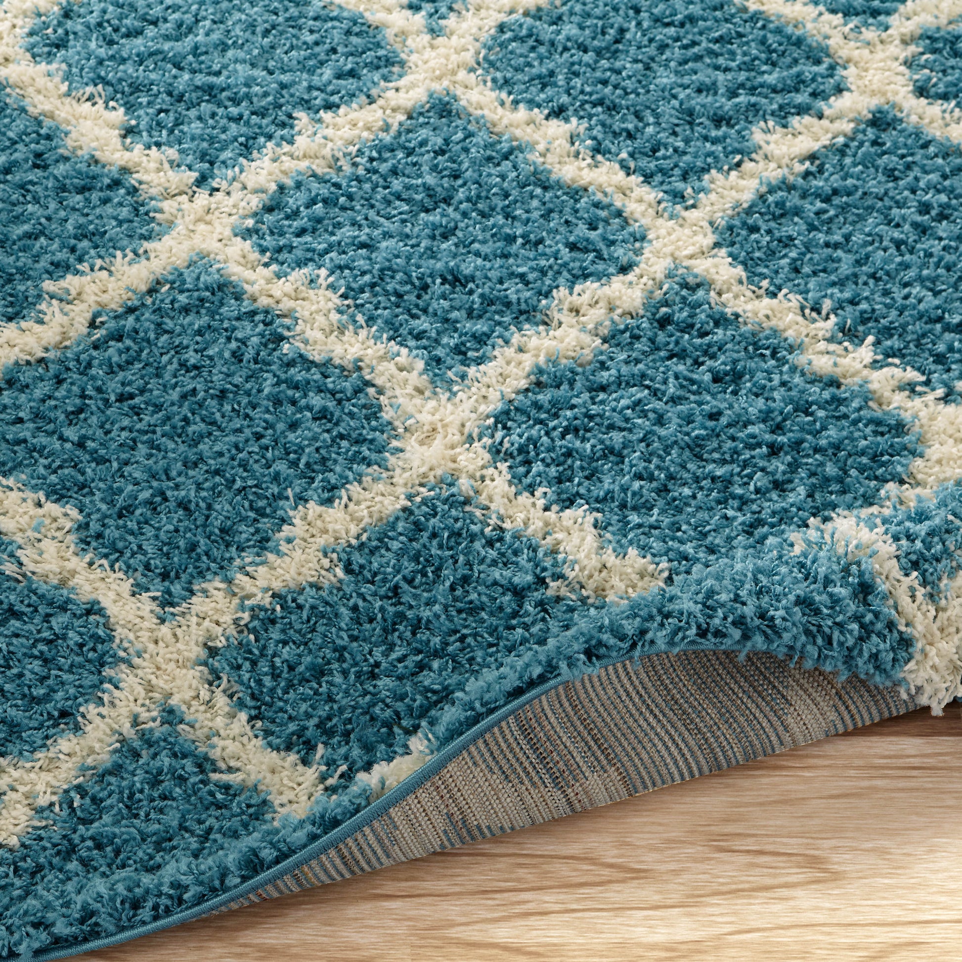 Cozy Moroccan Trellis Turquoise Shaggy Area Rug - 8X10 - SHG2276-8x10 - Luna Furniture - Dallas Store