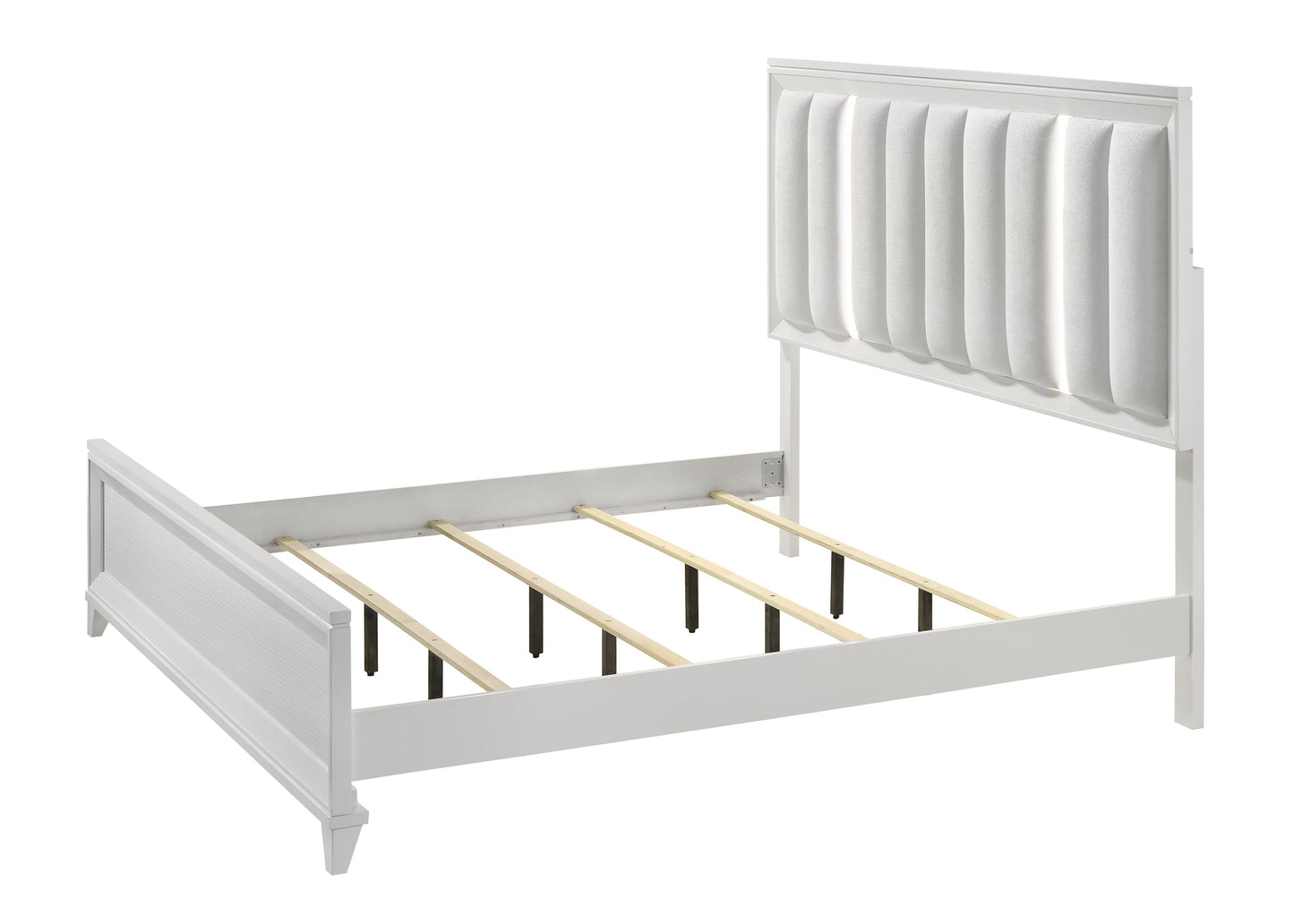 Cressida White King Upholstered LED Panel Bed - SET | B7300-K-HB | B7300-K-FB | B7300-KQ-RAIL | - Luna Furniture - Dallas Store