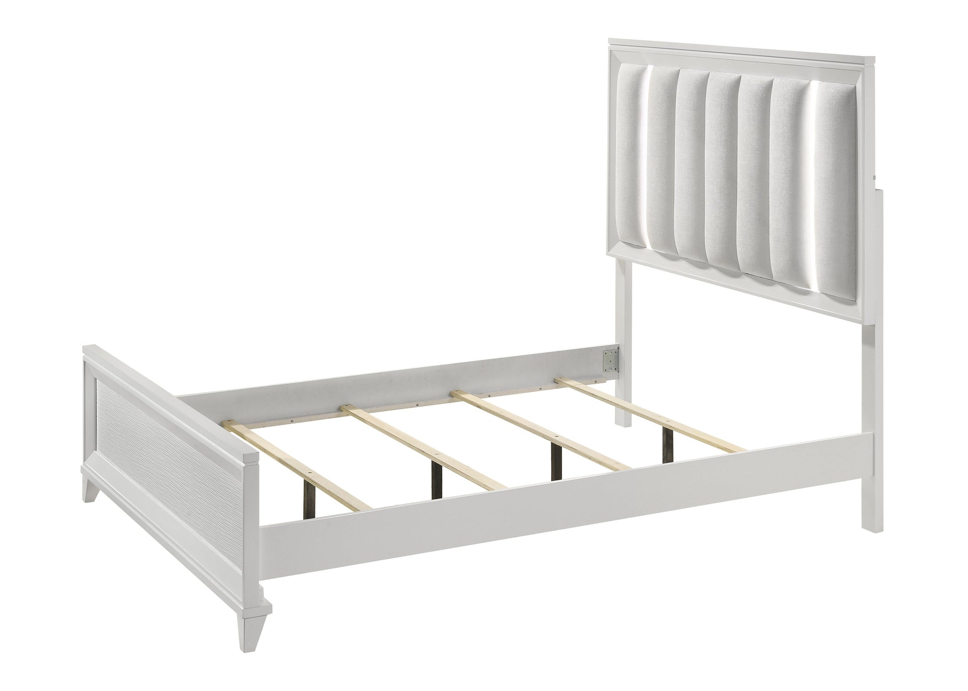 Cressida White Queen Upholstered LED Panel Bed - SET | B7300-Q-HB | B7300-Q-FB | B7300-KQ-RAIL | - Luna Furniture - Dallas Store