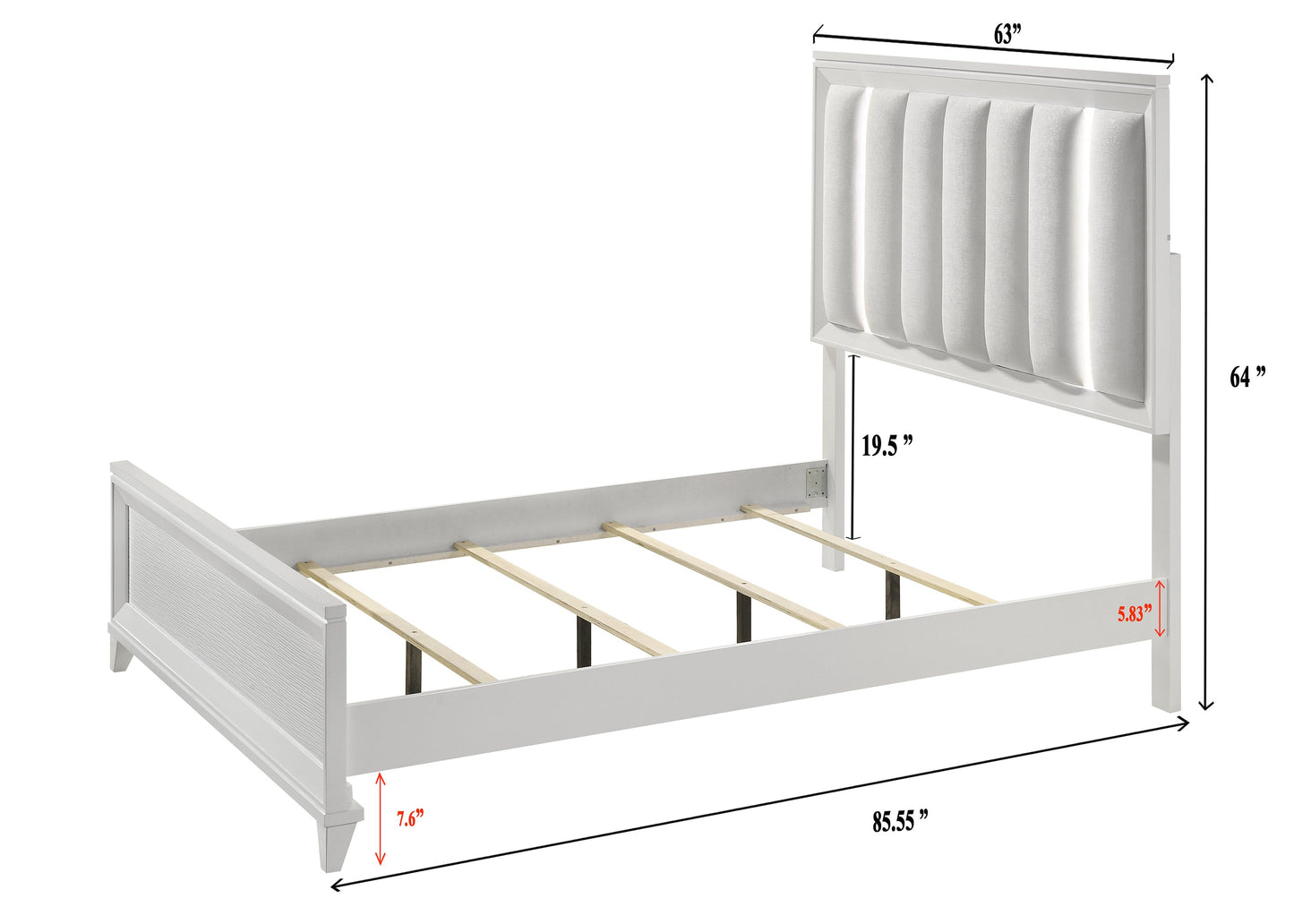 Cressida White Queen Upholstered LED Panel Bed - SET | B7300-Q-HB | B7300-Q-FB | B7300-KQ-RAIL | - Luna Furniture - Dallas Store