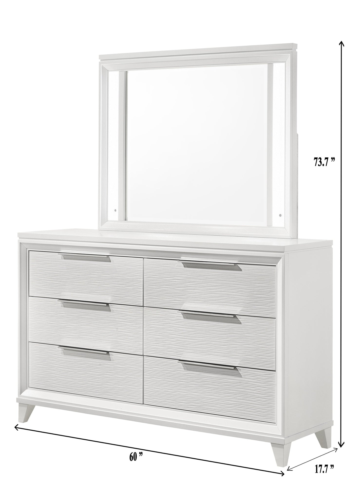 Cressida White Upholstered LED Panel Bedroom Set - SET | B7300-Q-HB | B7300-Q-FB | B7300-KQ-RAIL | B7300-2 | B7300-4 - Luna Furniture - Dallas Store