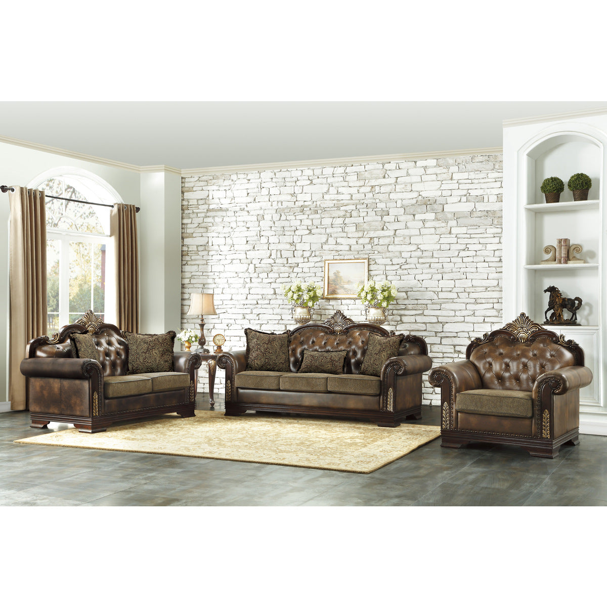 Croydon Dark Cherry Living Room Set - SET | 9815-1A | 9815-1B | 9815-2A | 9815-2B | 9815-3A | 9815-3B - Luna Furniture - Dallas Store