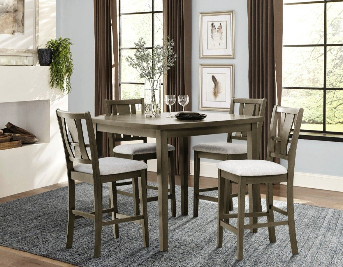 Cruz Gray Mindy 5-Piece Counter Height Set - SH1156GRY-36 - Luna Furniture - Dallas Store
