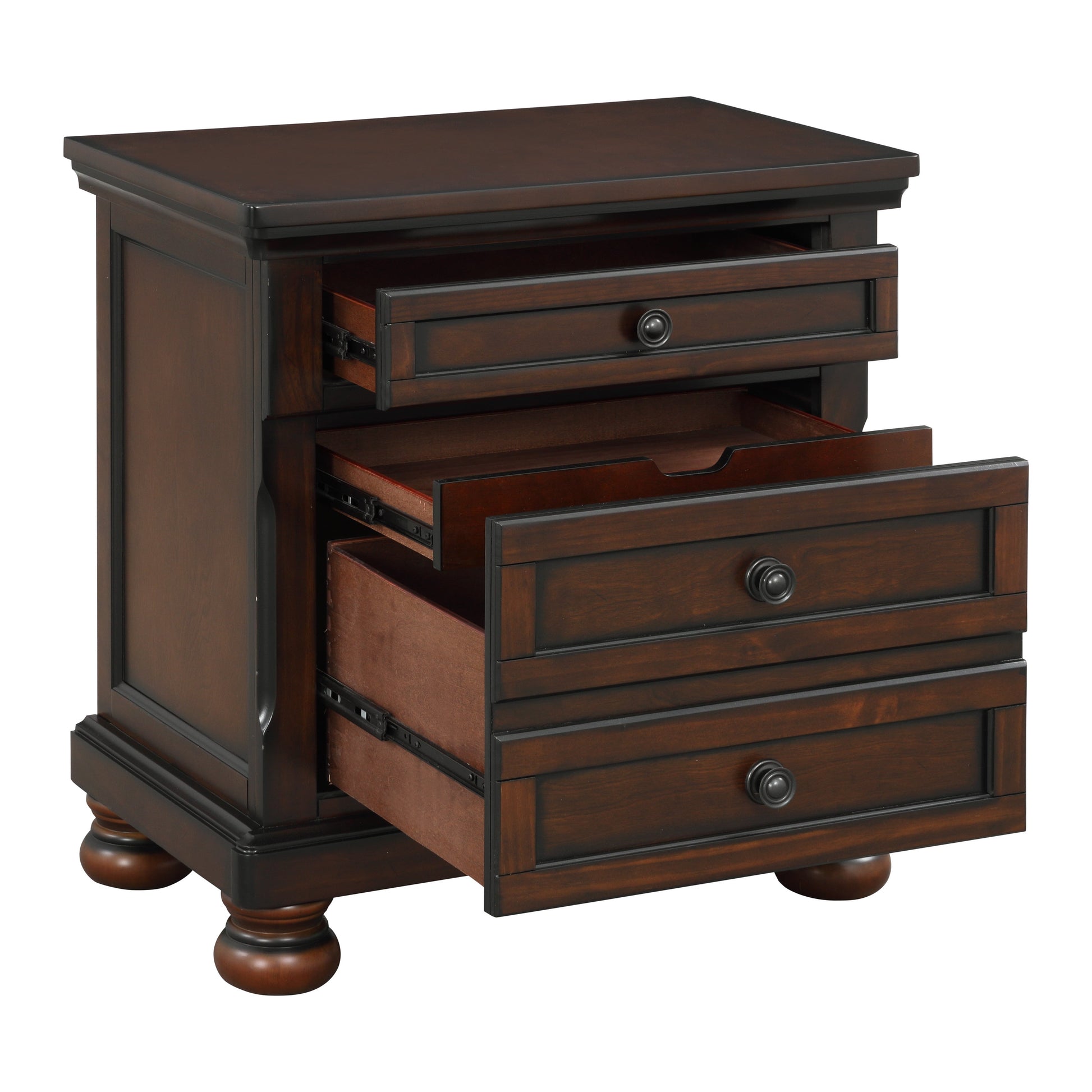 Cumberland Brown Cherry Sleigh Storage Platform Bedroom Set - SET | 2159-1 | 2159-2NF | 2159-3 | 2159-5 | 2159-6 - Luna Furniture - Dallas Store