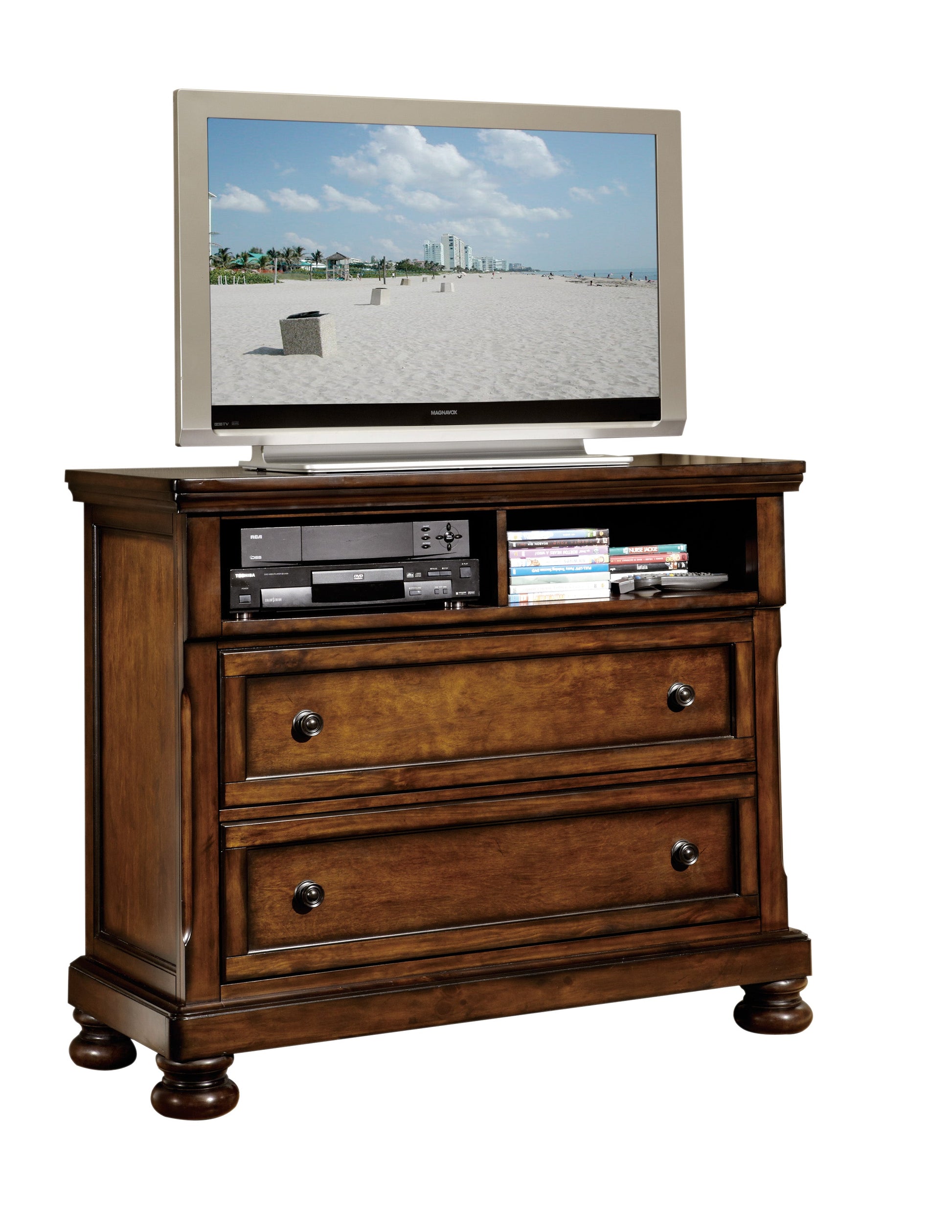 Cumberland Brown Cherry TV Chest - 2159-11 - Luna Furniture - Dallas Store