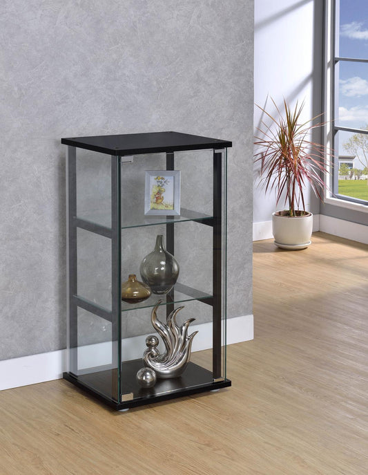 Cyclamen Black/Clear 3-Shelf Glass Curio Cabinet - 950179 - Luna Furniture - Dallas Store