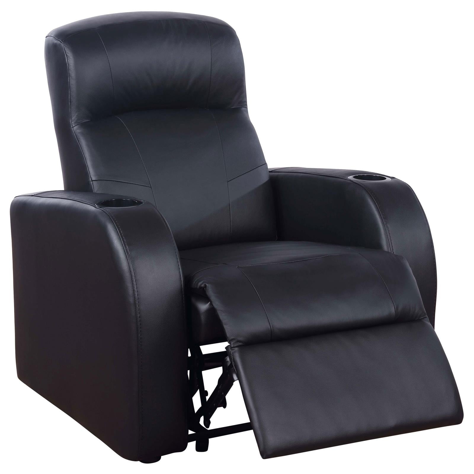 Cyrus Home Theater Upholstered Recliner Black - 600001 - Luna Furniture - Dallas Store
