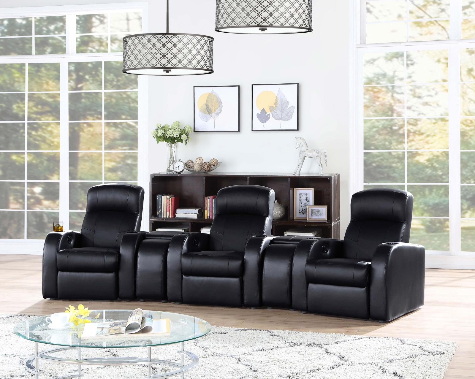 Cyrus Home Theater Upholstered Recliner Black - 600001 - Luna Furniture - Dallas Store
