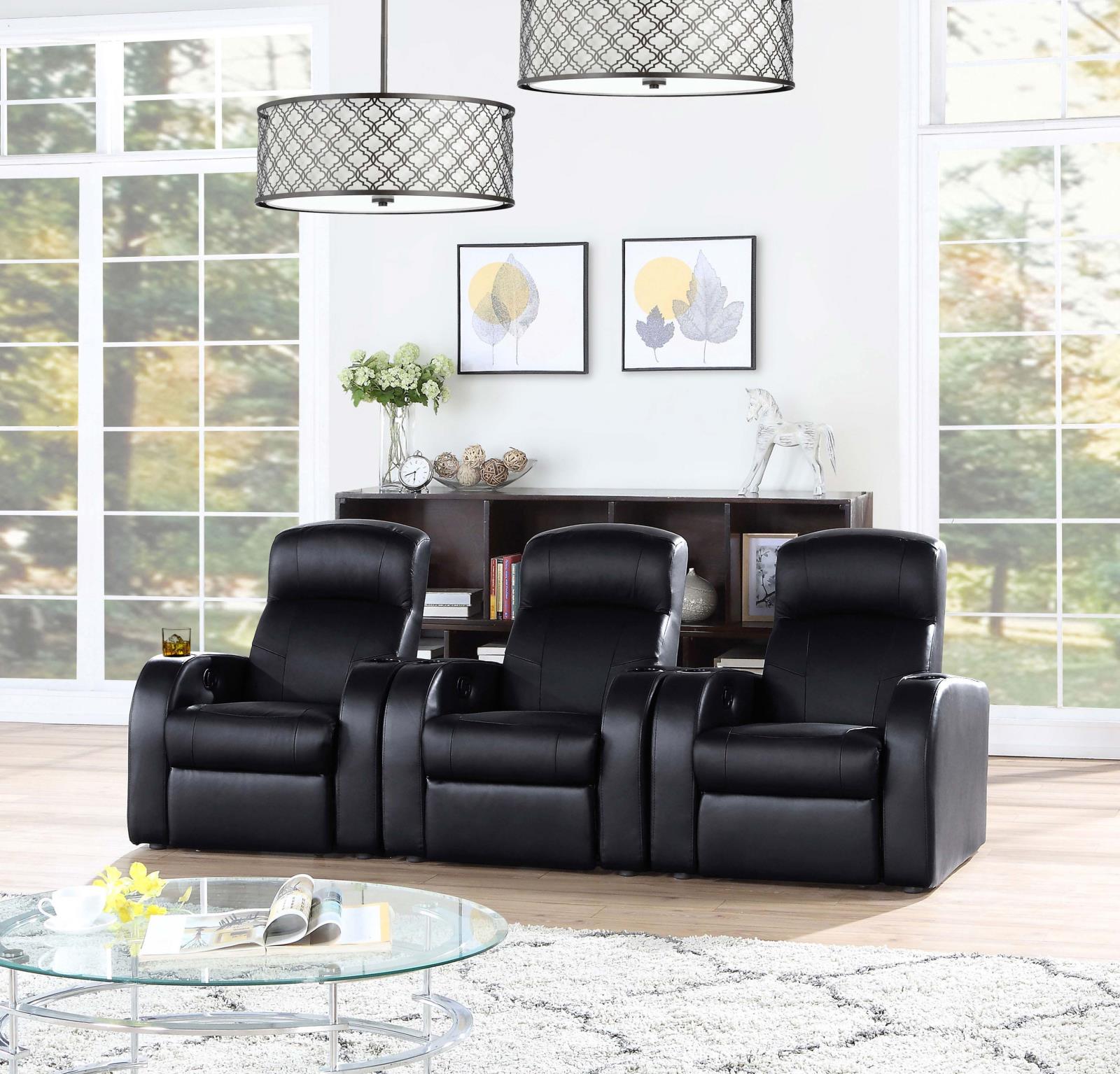 Cyrus Home Theater Upholstered Recliner Black - 600001 - Luna Furniture - Dallas Store