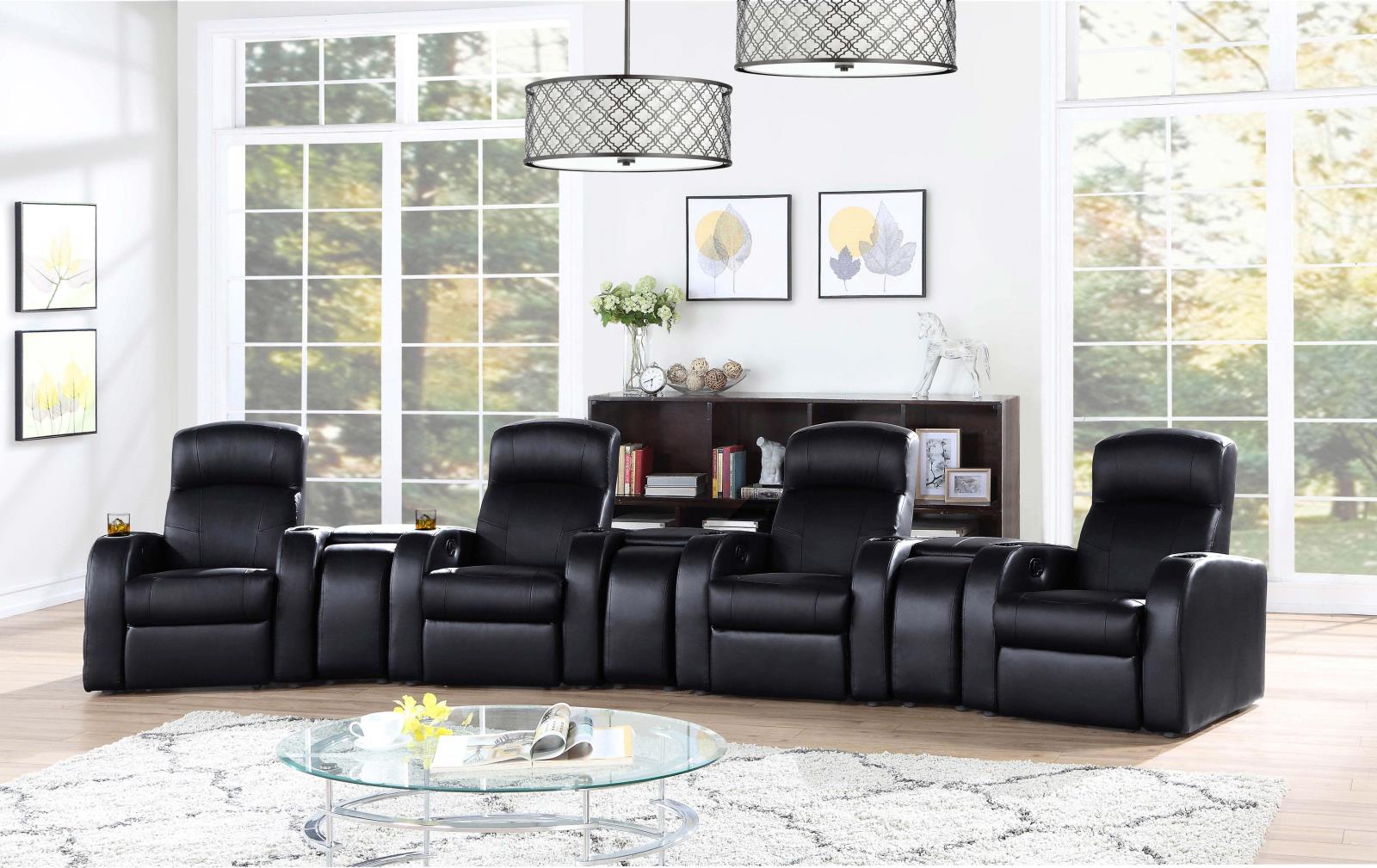 Cyrus Home Theater Upholstered Recliner Black - 600001 - Luna Furniture - Dallas Store