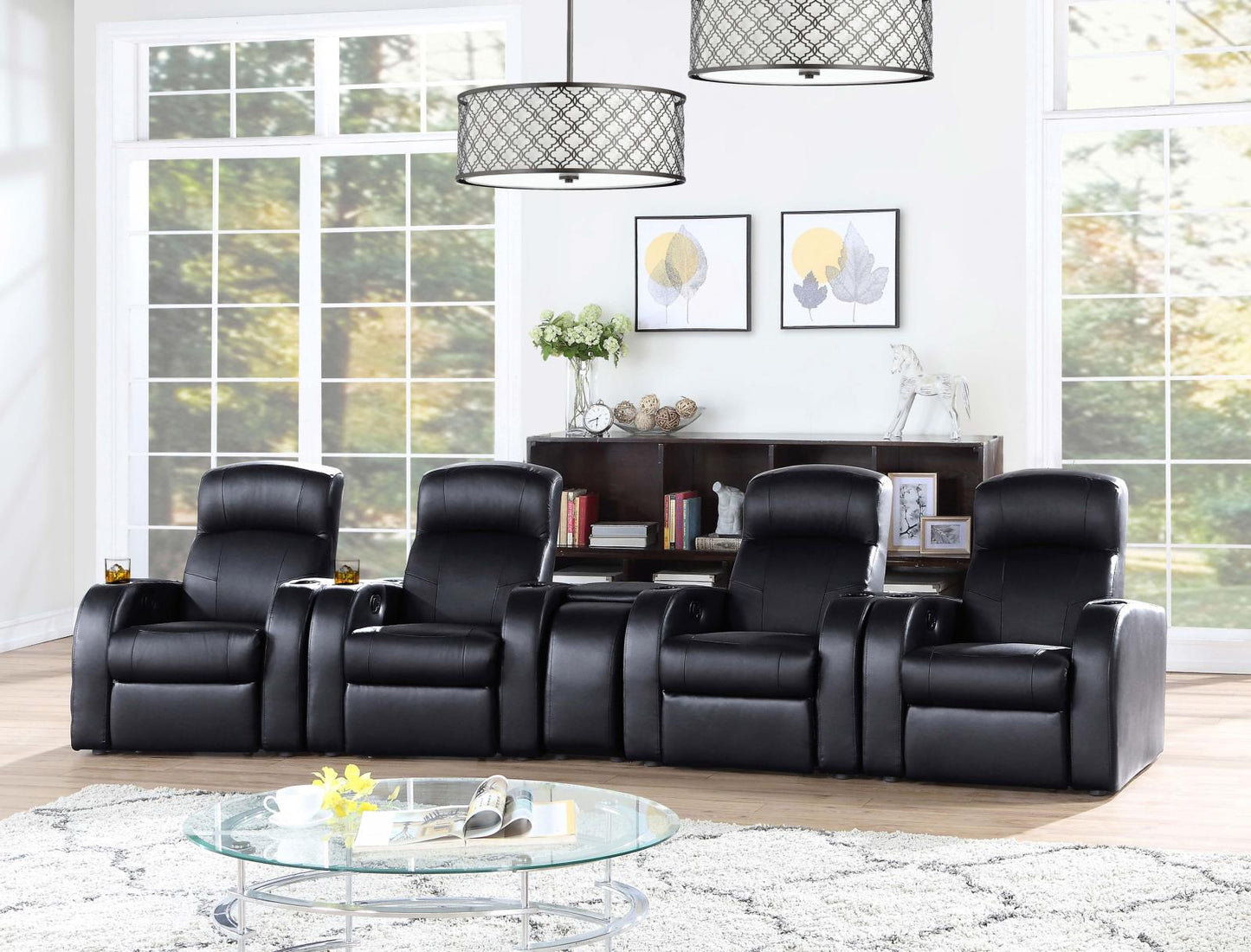 Cyrus Home Theater Upholstered Recliner Black - 600001 - Luna Furniture - Dallas Store