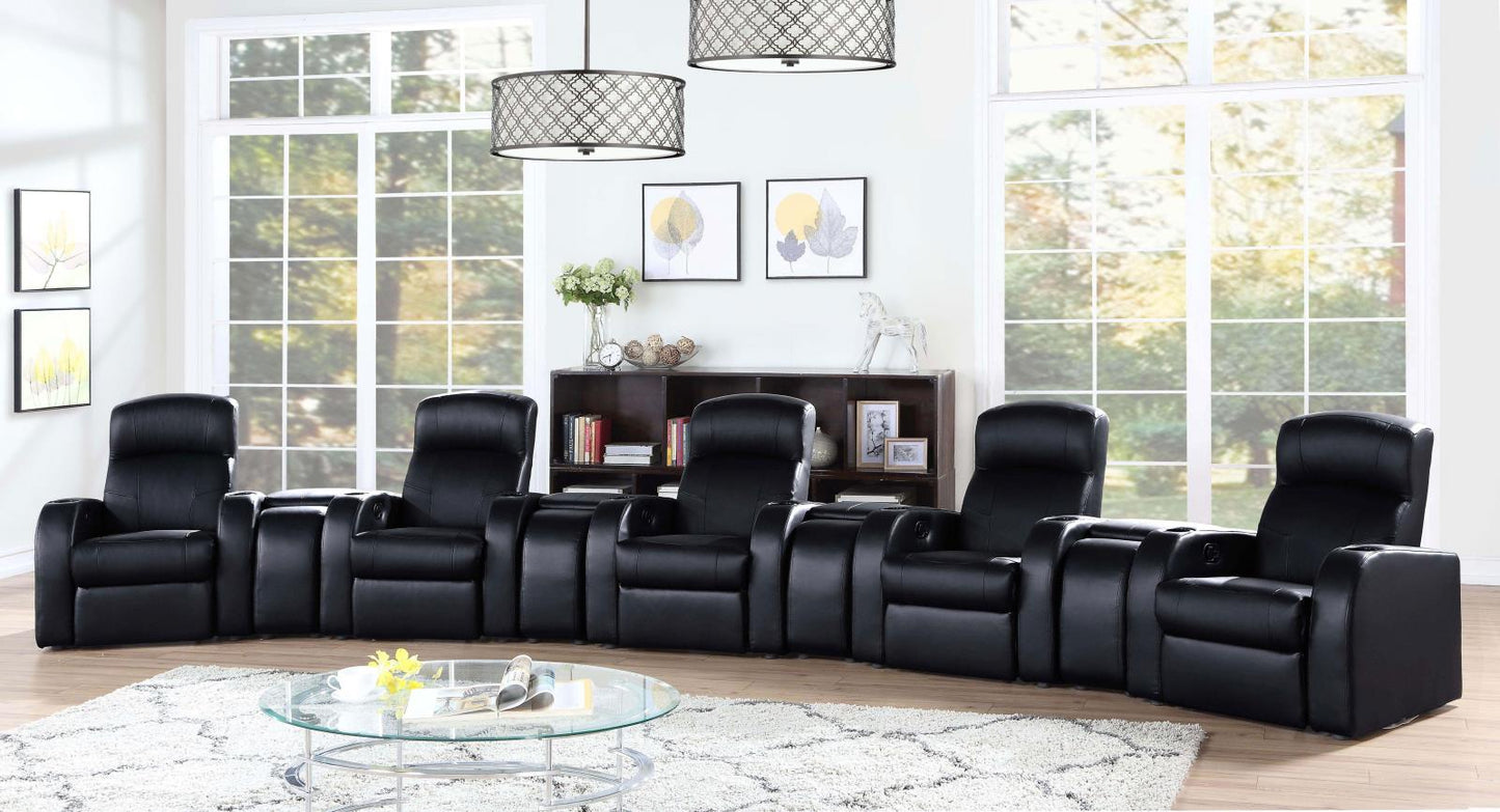 Cyrus Home Theater Upholstered Recliner Black - 600001 - Luna Furniture - Dallas Store
