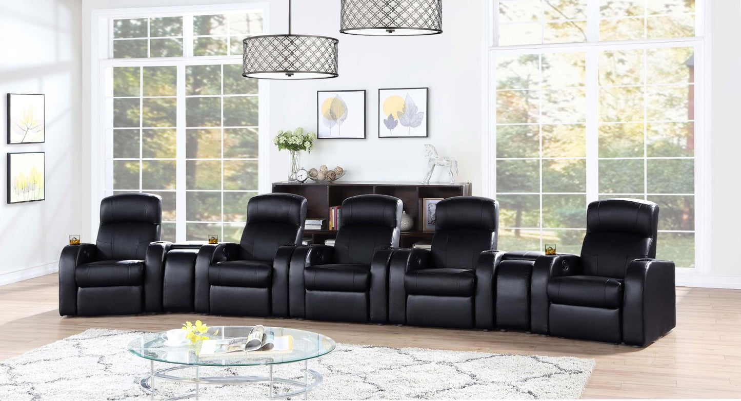 Cyrus Home Theater Upholstered Recliner Black - 600001 - Luna Furniture - Dallas Store
