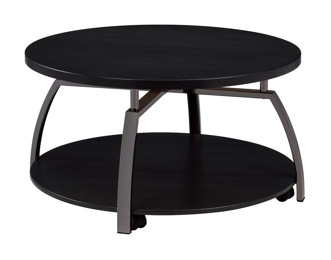 Dacre Dark Gray/Black Nickel Round Coffee Table - 722208 - Luna Furniture - Dallas Store