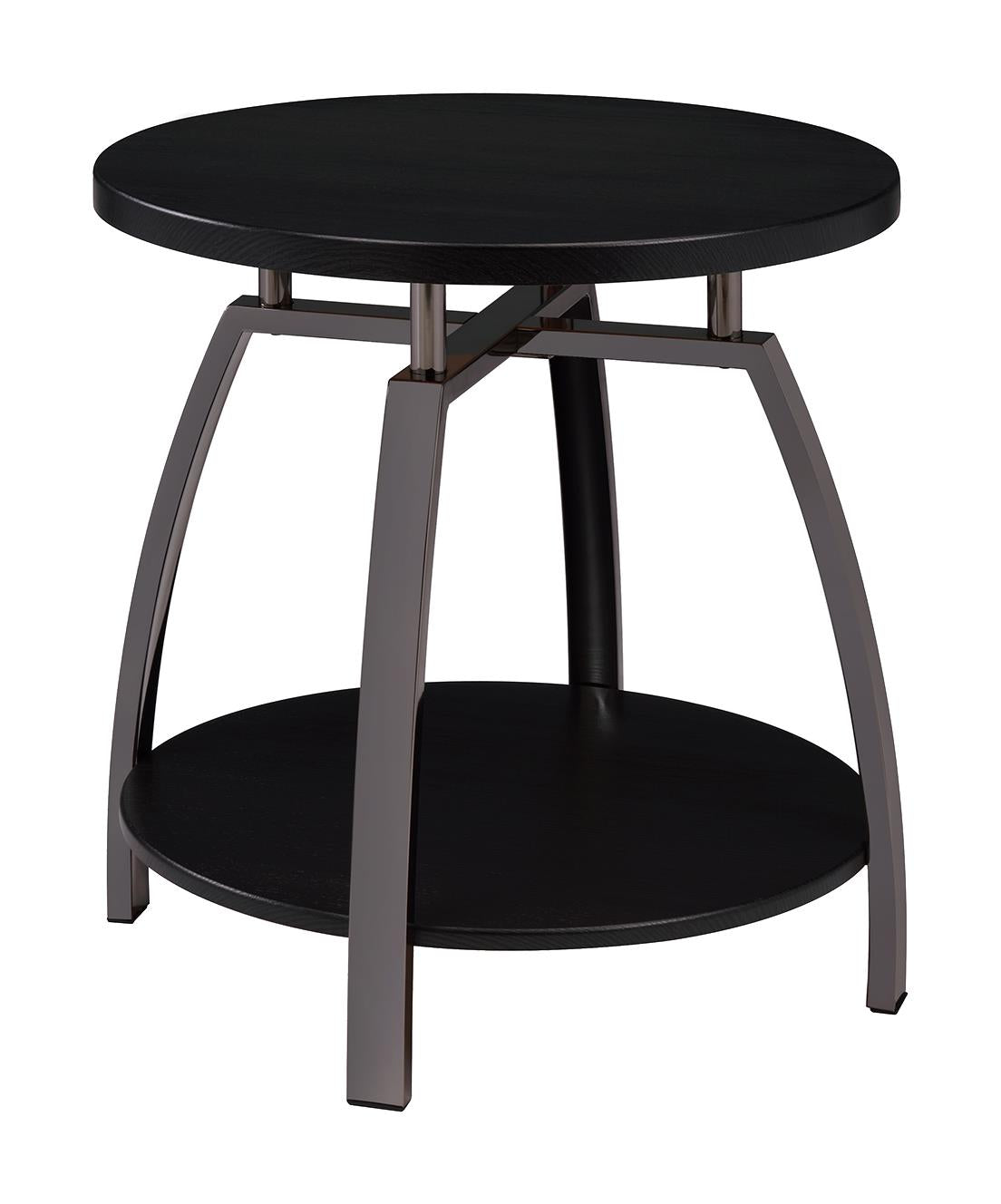 Dacre Round End Table Dark Gray/Black Nickel - 722207 - Luna Furniture - Dallas Store