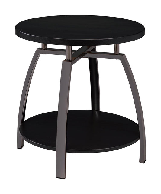 Dacre Round End Table Dark Gray/Black Nickel - 722207 - Luna Furniture - Dallas Store