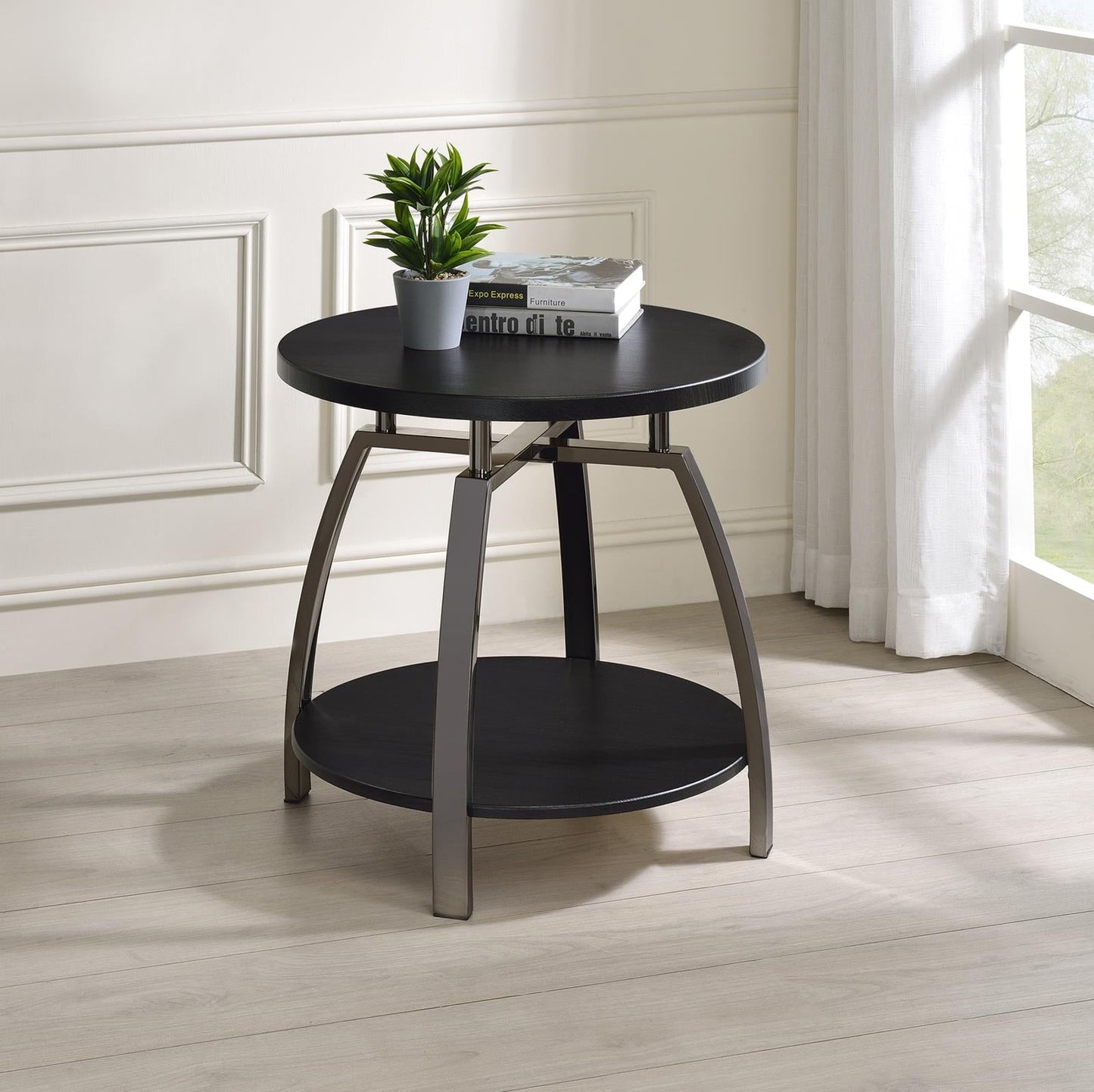 Dacre Round End Table Dark Gray/Black Nickel - 722207 - Luna Furniture - Dallas Store