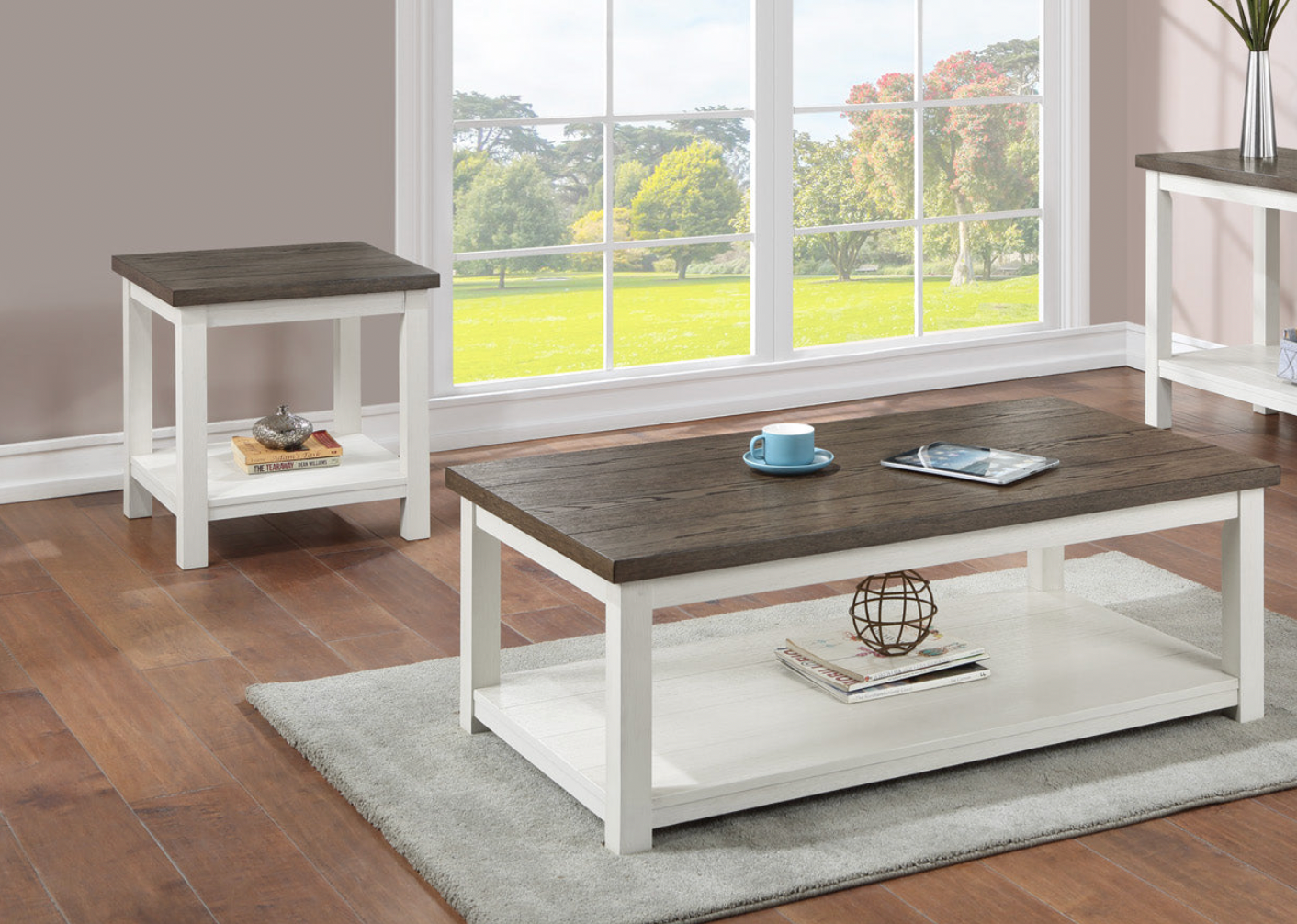 Dakota Chalk White 3-Piece Coffee Table Set - SET | 3713CG-01 | 3713CG-02(2) - Luna Furniture - Dallas Store