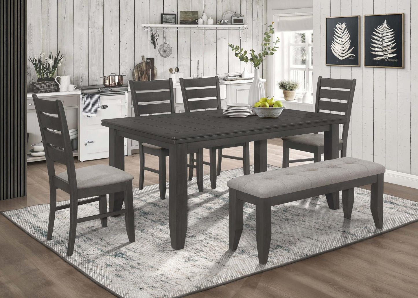 Dalila Dark Gray Rectangular Plank Top Dining Table - 102721GRY - Luna Furniture - Dallas Store