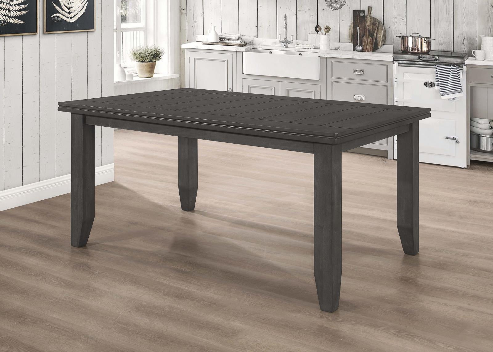 Dalila Dark Gray Rectangular Plank Top Dining Table - 102721GRY - Luna Furniture - Dallas Store