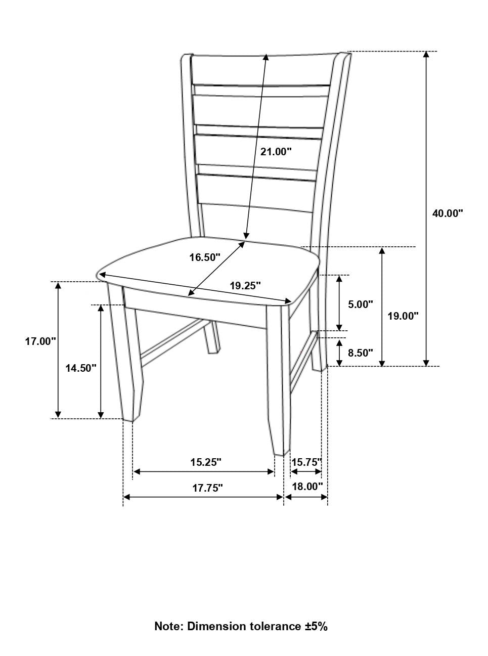 Dalila Gray/Dark Gray Ladder Back Side Chair, Set of 2 - 102722GRY - Luna Furniture - Dallas Store