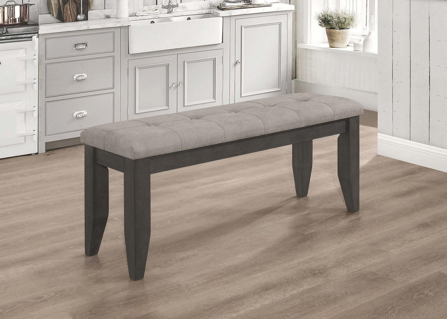 Dalila Gray/Dark Gray Padded Cushion Bench - 102723GRY - Luna Furniture - Dallas Store