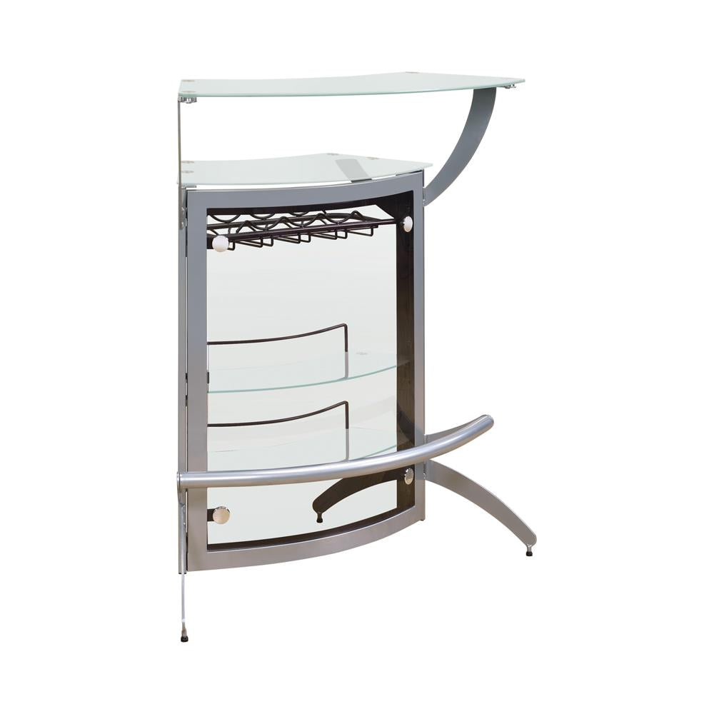 Dallas Silver/Frosted Glass 2-Shelf Bar Unit - 100135 - Luna Furniture - Dallas Store