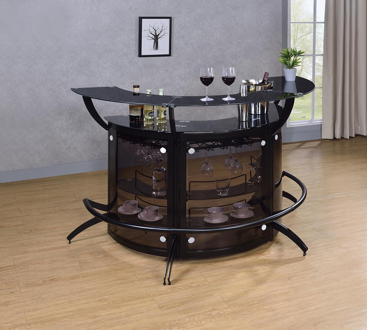 Dallas Smoke/Black Curved Bar Unit, Set of 3 - 182135-S3 - Luna Furniture - Dallas Store