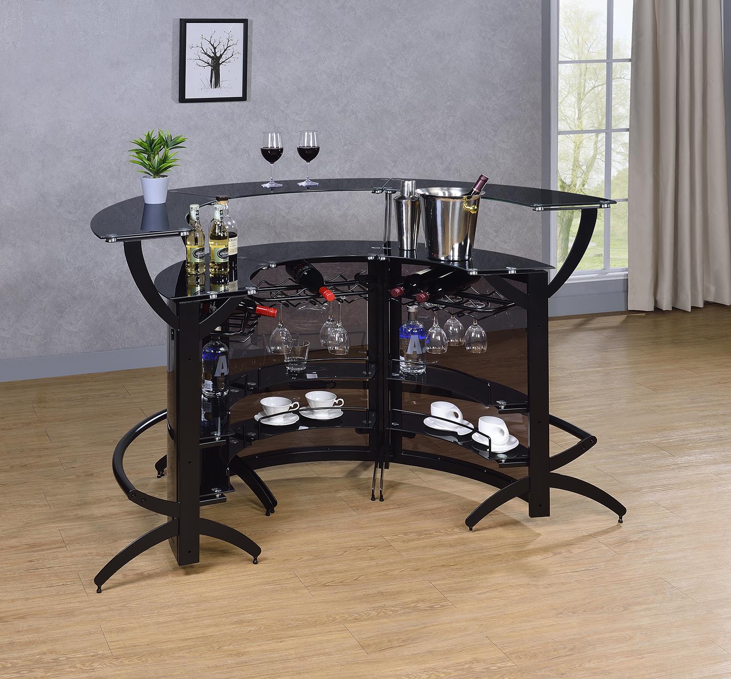 Dallas Smoke/Black Curved Bar Unit, Set of 3 - 182135-S3 - Luna Furniture - Dallas Store