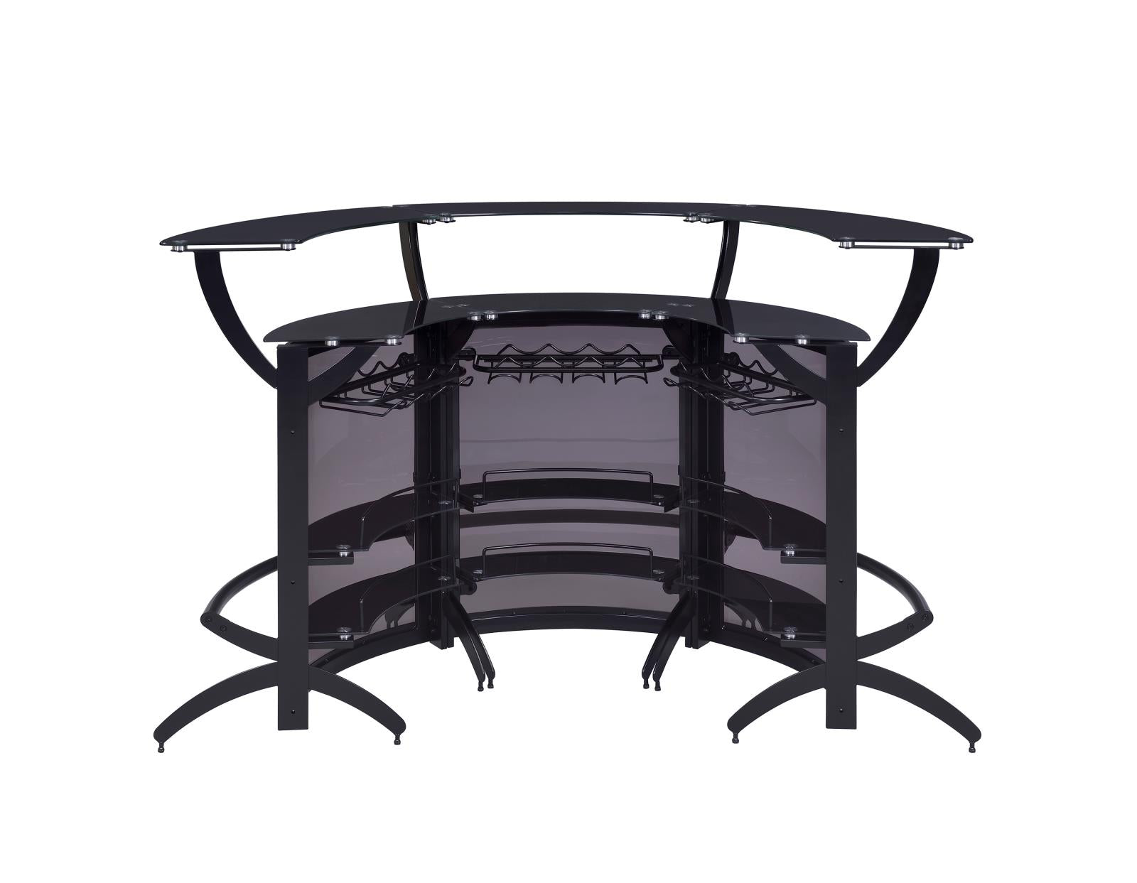 Dallas Smoke/Black Curved Bar Unit, Set of 3 - 182135-S3 - Luna Furniture - Dallas Store