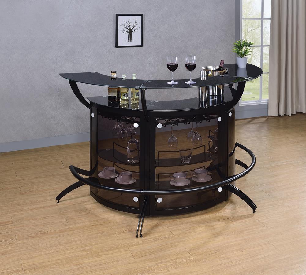 Dallas Smoked/Black 3-Bottle Wine Rack Bar Unit - 182135 - Luna Furniture - Dallas Store