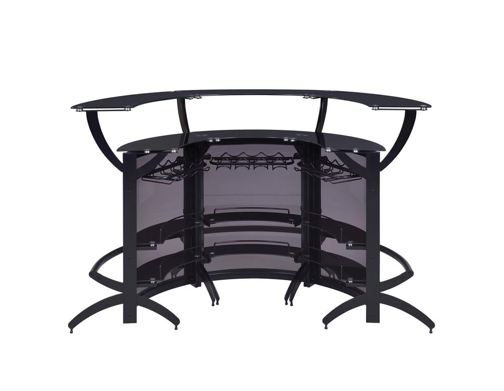 Dallas Smoked/Black 3-Bottle Wine Rack Bar Unit - 182135 - Luna Furniture - Dallas Store