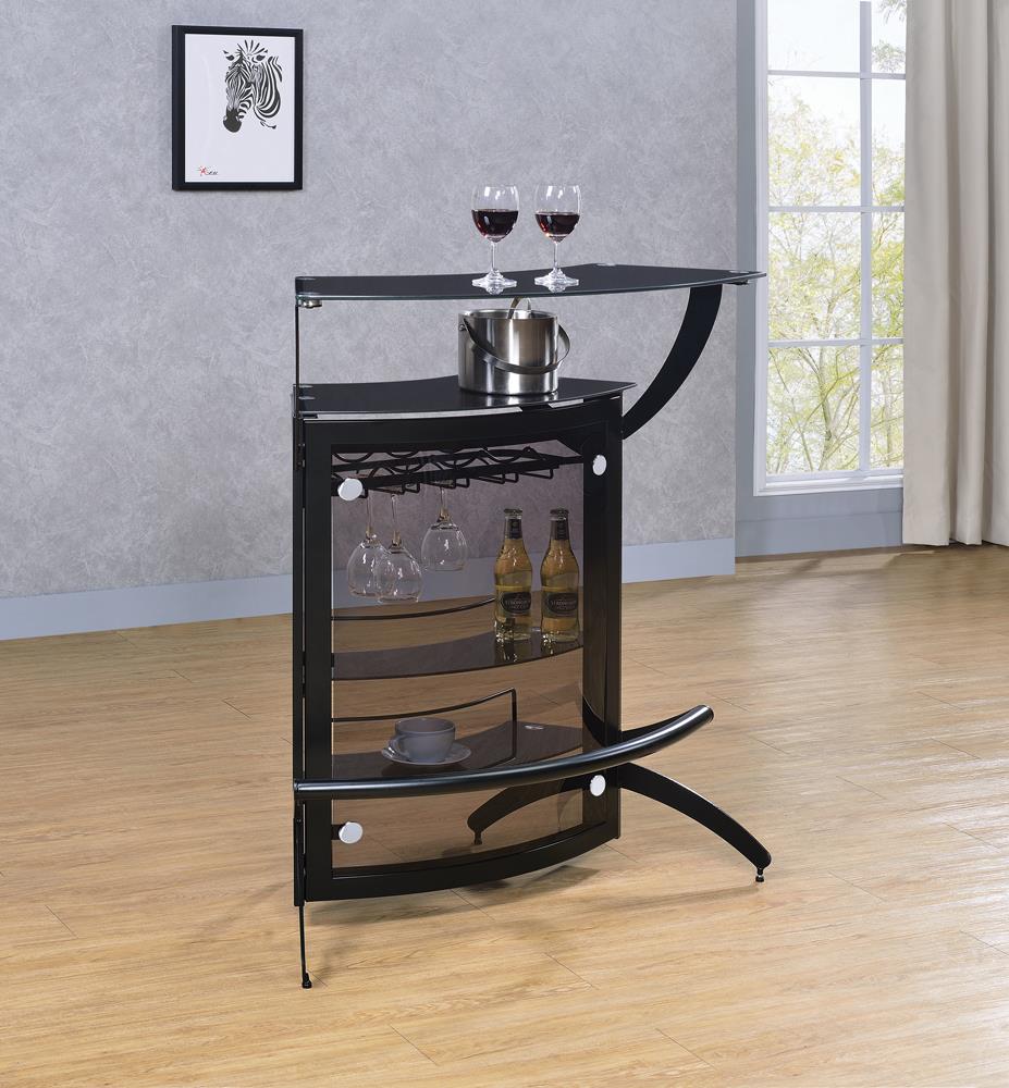 Dallas Smoked/Black 3-Bottle Wine Rack Bar Unit - 182135 - Luna Furniture - Dallas Store