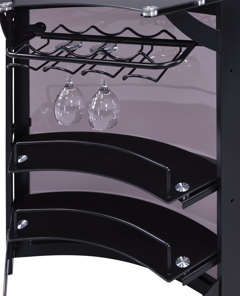Dallas Smoked/Black 3-Bottle Wine Rack Bar Unit - 182135 - Luna Furniture - Dallas Store