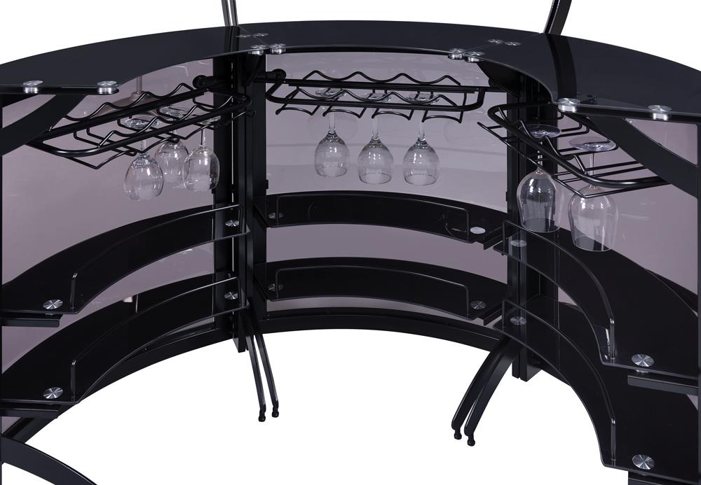 Dallas Smoked/Black 3-Bottle Wine Rack Bar Unit - 182135 - Luna Furniture - Dallas Store