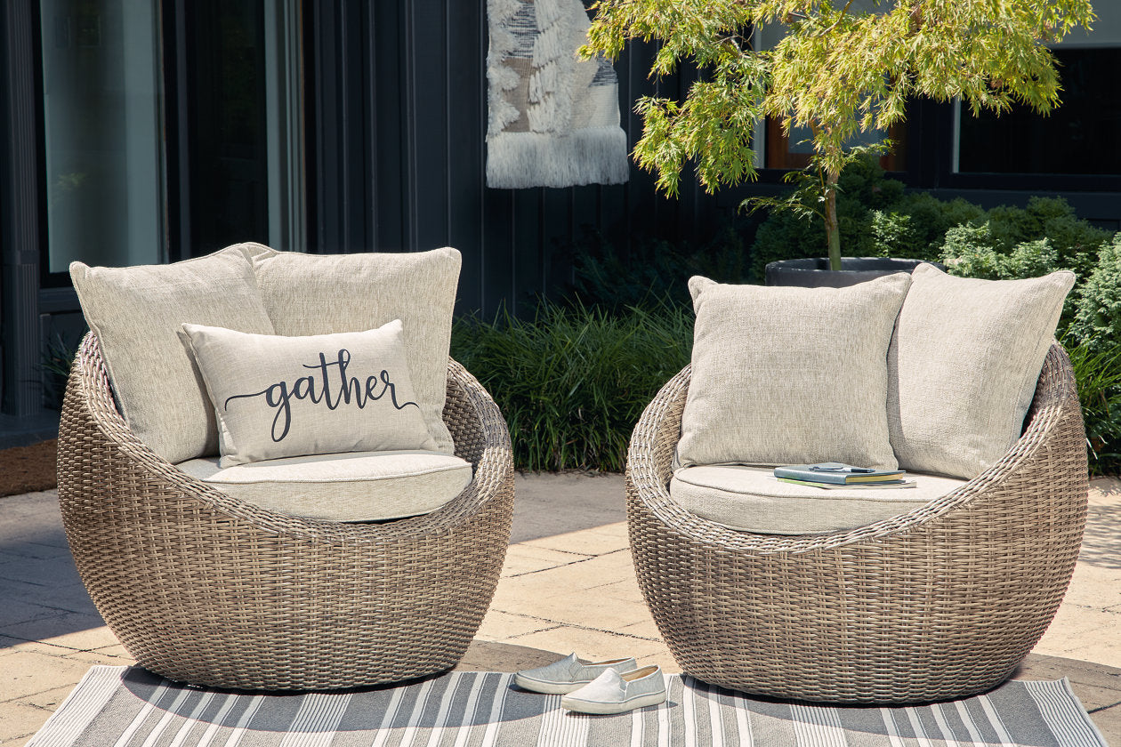 DANSON Beige Swivel Lounge with Cushion, Set of 2 - P505-821 - Luna Furniture - Dallas Store