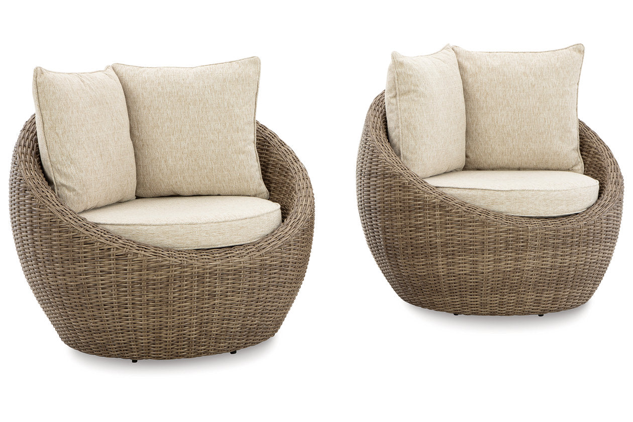 DANSON Beige Swivel Lounge with Cushion, Set of 2 - P505-821 - Luna Furniture - Dallas Store