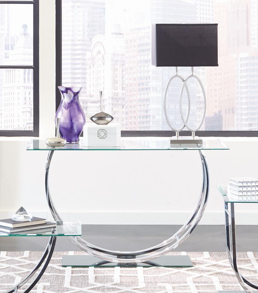 Danville U-Shaped Sofa Table Chrome - 704989 - Luna Furniture - Dallas Store