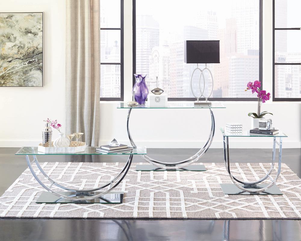 Danville U-Shaped Sofa Table Chrome - 704989 - Luna Furniture - Dallas Store