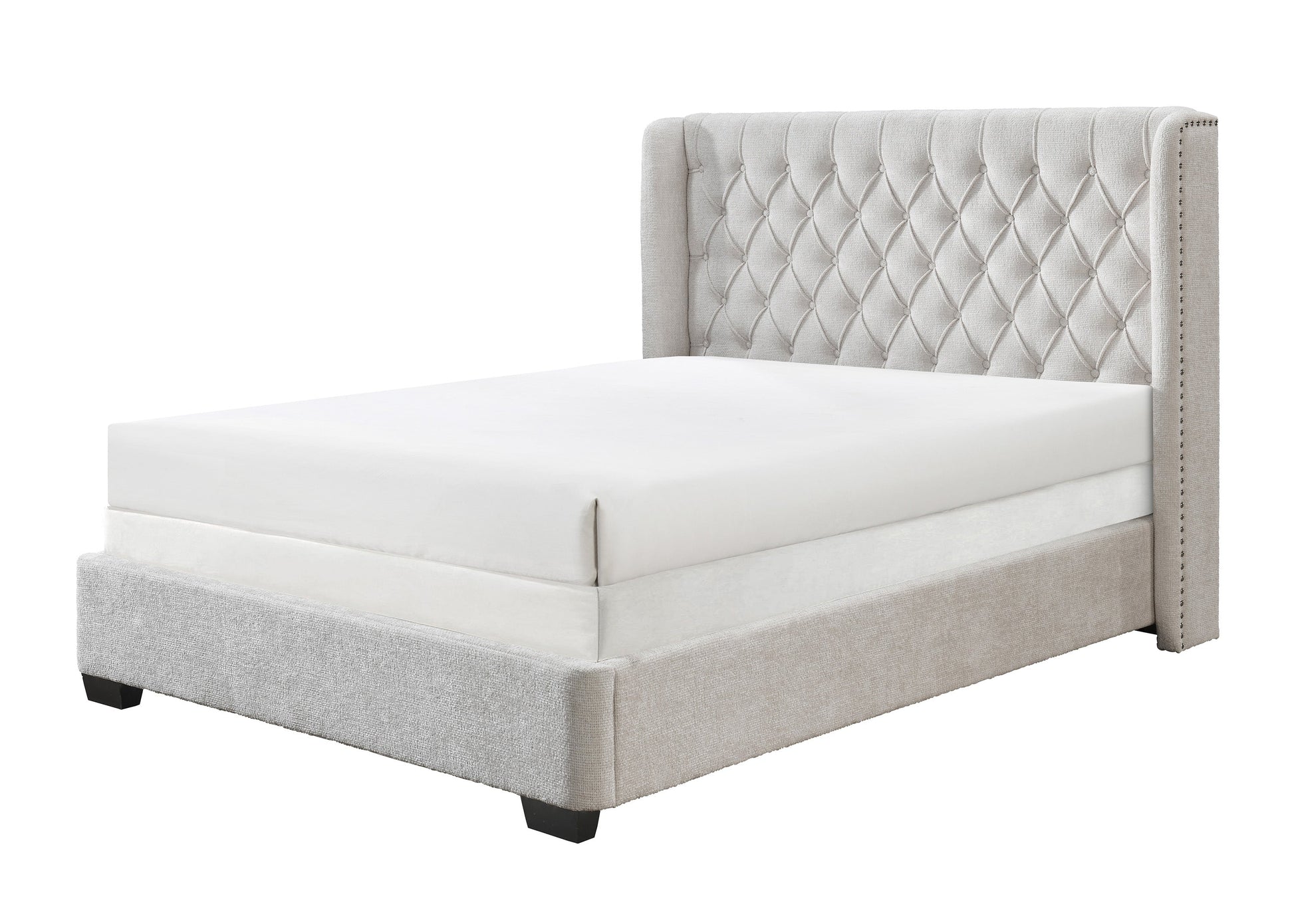 Daphne Ivory Boucle Queen Upholstered Panel Bed - SET | 5094-Q-HB | 5094-Q-FB | 5094-KQ-RAIL - Luna Furniture - Dallas Store