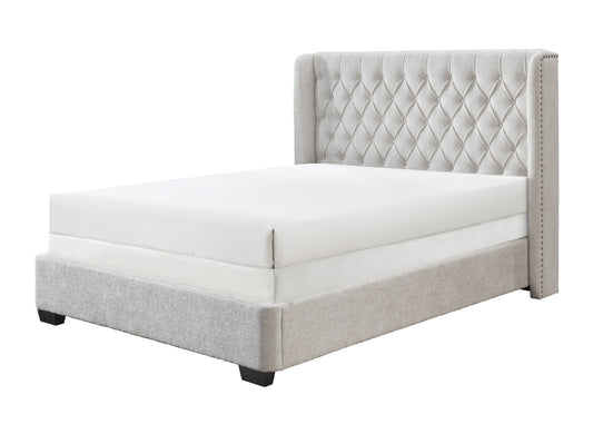 Daphne Ivory Boucle Queen Upholstered Panel Bed - SET | 5094-Q-HB | 5094-Q-FB | 5094-KQ-RAIL - Luna Furniture - Dallas Store
